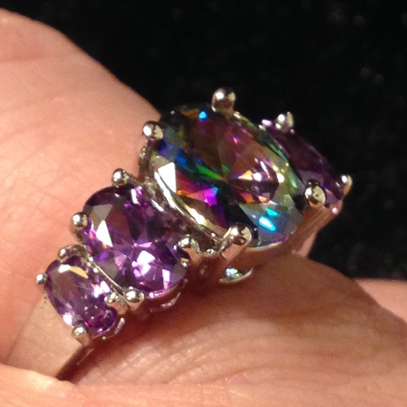 NWT! ππ₯ Mystic Topaz + Amethyst .925 five stone - Picture 2 of 8
